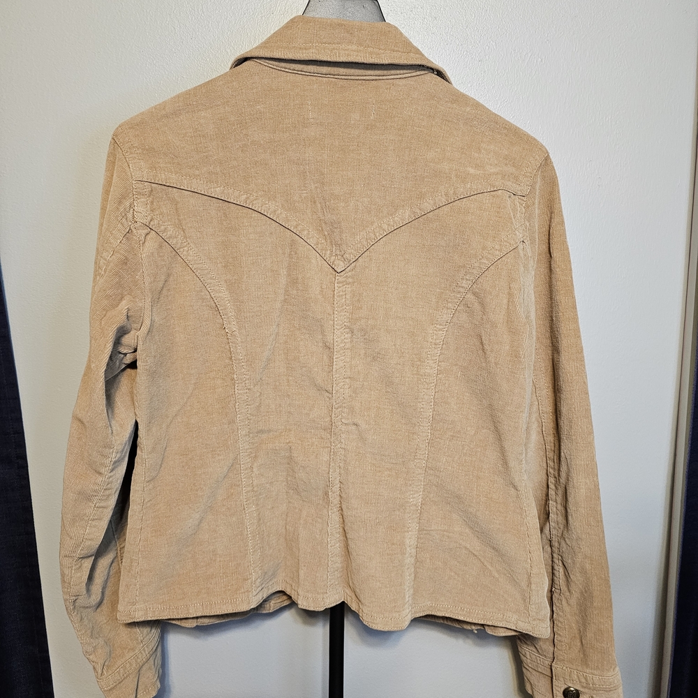 Live A Little Tan Corduroy Jacket Womens Large Stretch Button Front Western Y2K - Picture 5 of 7